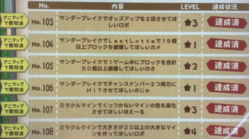 アニアロッタのアニマクエストNo.103~108